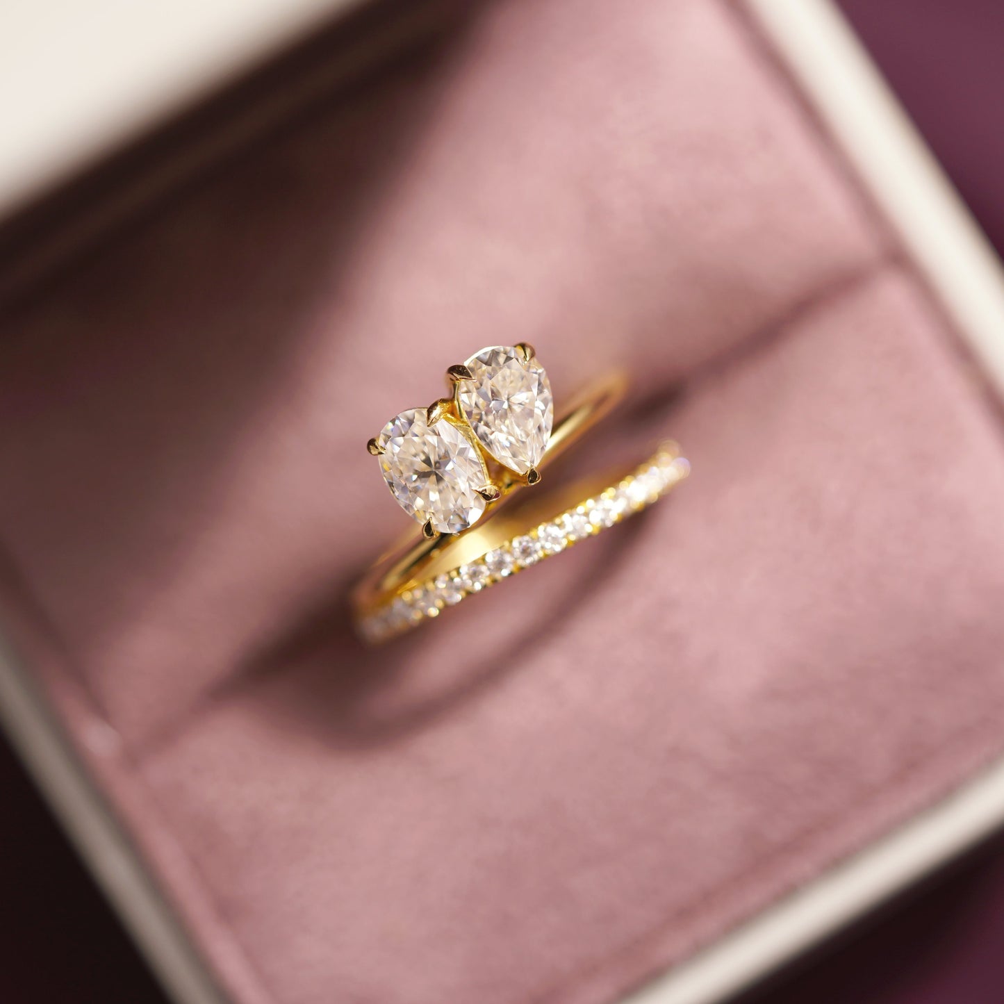 1.5 TCW Oval & Pear Cut Toi Et Moi Pave Lab-Grown Diamond Engagement Ring