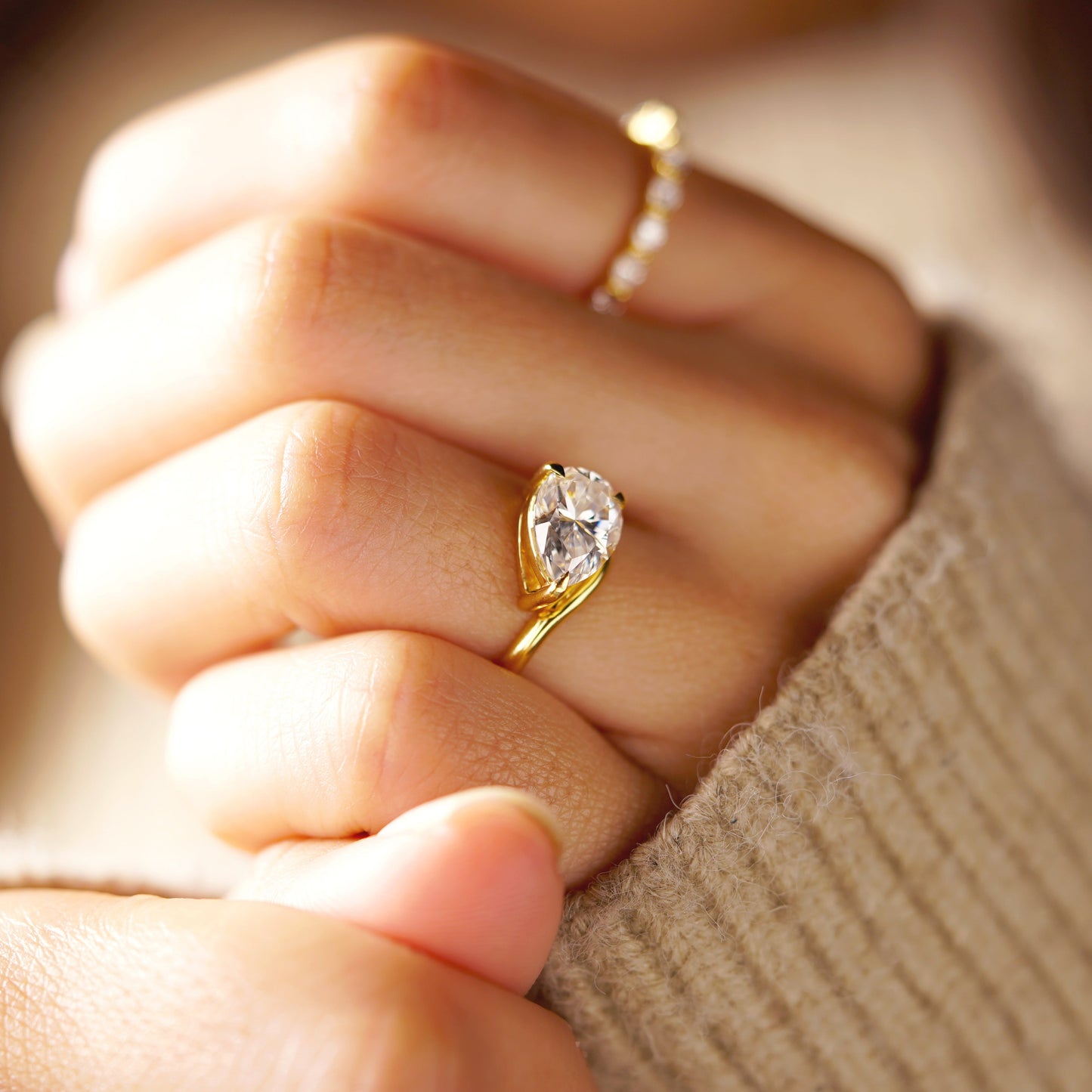 Pear Cut Solitaire Lab-Grown Diamond Engagement Ring