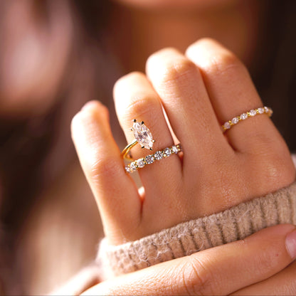 Marquise Cut Pave Lab-Grown Diamond Engagement Ring