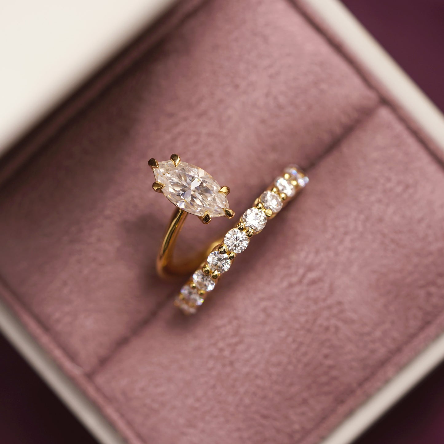 Marquise Cut Pave Lab-Grown Diamond Engagement Ring