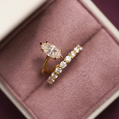Marquise Cut Pave Lab-Grown Diamond Engagement Ring
