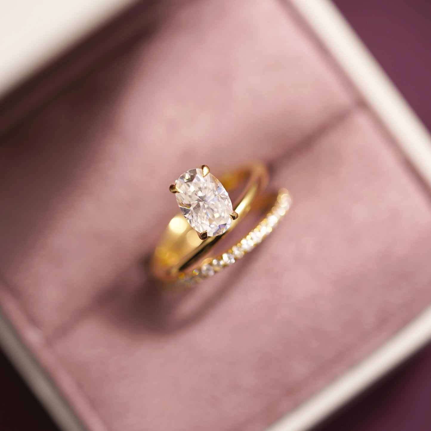 Oval Cut Double Band Pave Lab-Grown Diamond Engagement Ring
