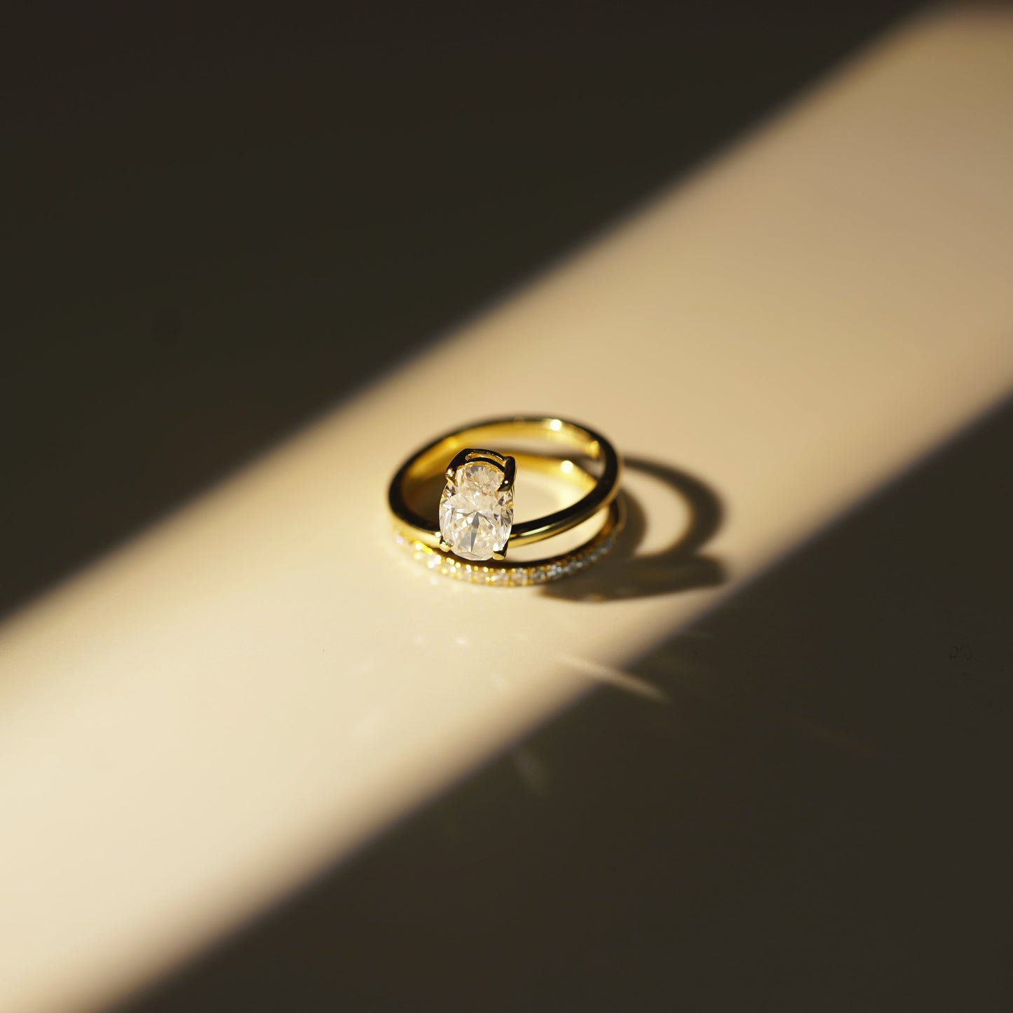 Oval Cut Double Band Pave Lab-Grown Diamond Engagement Ring