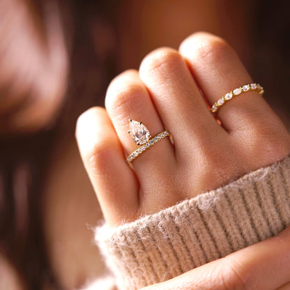 Pear Cut Pave Lab-Grown Diamond Engagement Ring