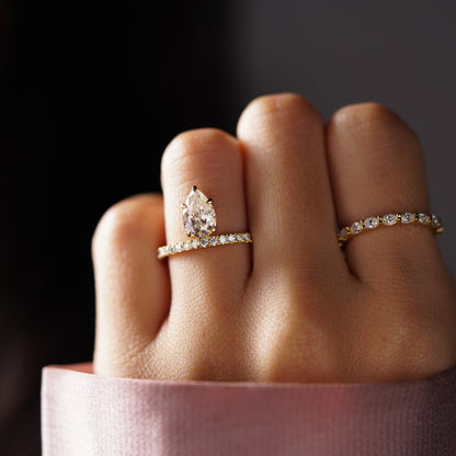 Pear Cut Pave Lab-Grown Diamond Engagement Ring