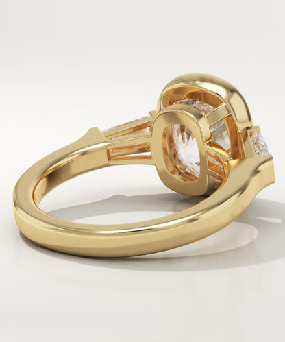 Elongated Cushion Cut Three Stone Lab-Grown Diamond Engagement Ring