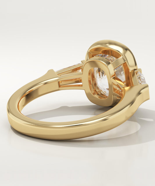 Elongated Cushion Cut Three Stone Lab-Grown Diamond Engagement Ring