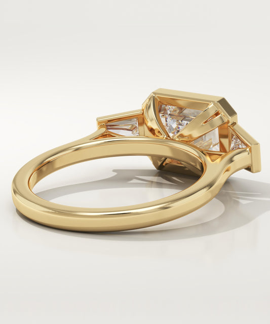 East West Emerald Cut Three Stone Lab-Grown Diamond Engagement Ring