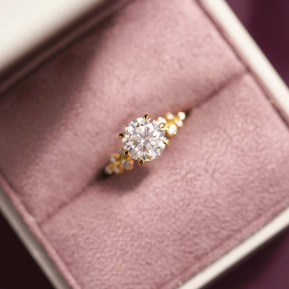 Round Cut Cluster Lab-Grown Diamond Engagement Ring