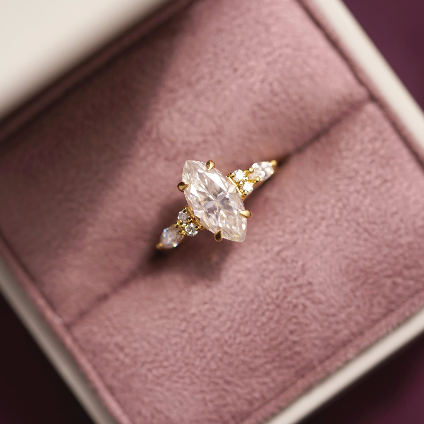 Marquise Cut Cluster Lab-Grown Diamond Engagement Ring