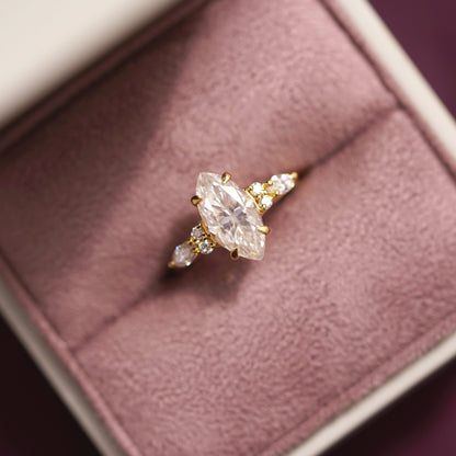 Marquise Cut Cluster Lab-Grown Diamond Engagement Ring