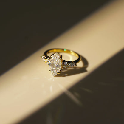 Marquise Cut Cluster Lab-Grown Diamond Engagement Ring