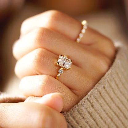 Radiant Cut Cluster Lab-Grown Diamond Engagement Ring