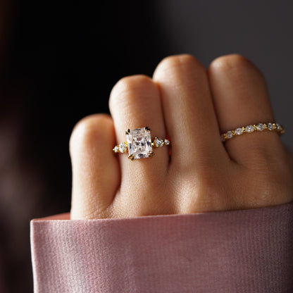 Radiant Cut Cluster Lab-Grown Diamond Engagement Ring