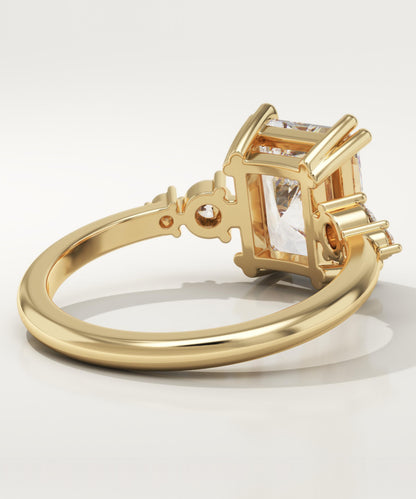 Radiant Cut Cluster Lab-Grown Diamond Engagement Ring