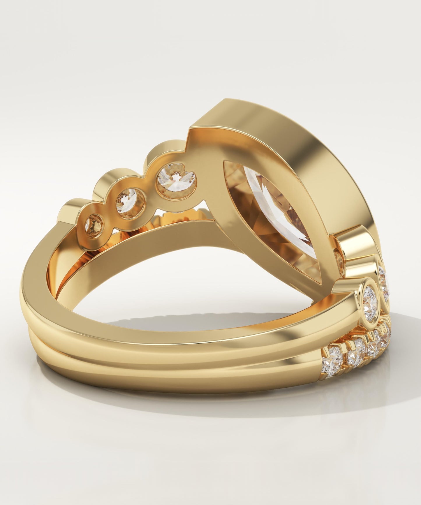 Marquise Cut Half Bezel Pave Lab-Grown Diamond Engagement Ring