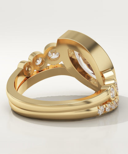 Marquise Cut Half Bezel Pave Lab-Grown Diamond Engagement Ring