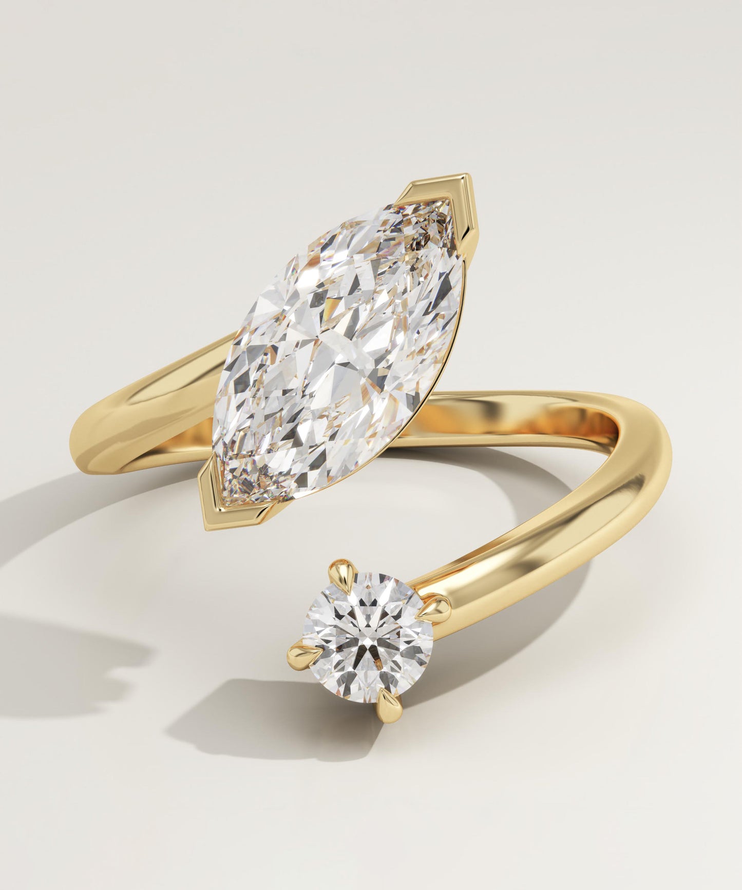1.75 TCW Marquise & Round Cut Toi Et Moi Lab-Grown Diamond Engagement Ring
