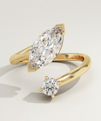 1.75 TCW Marquise & Round Cut Toi Et Moi Lab-Grown Diamond Engagement Ring