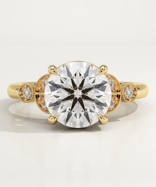 Round Cut Vintage Art Deco Lab-Grown Diamond Engagement Ring