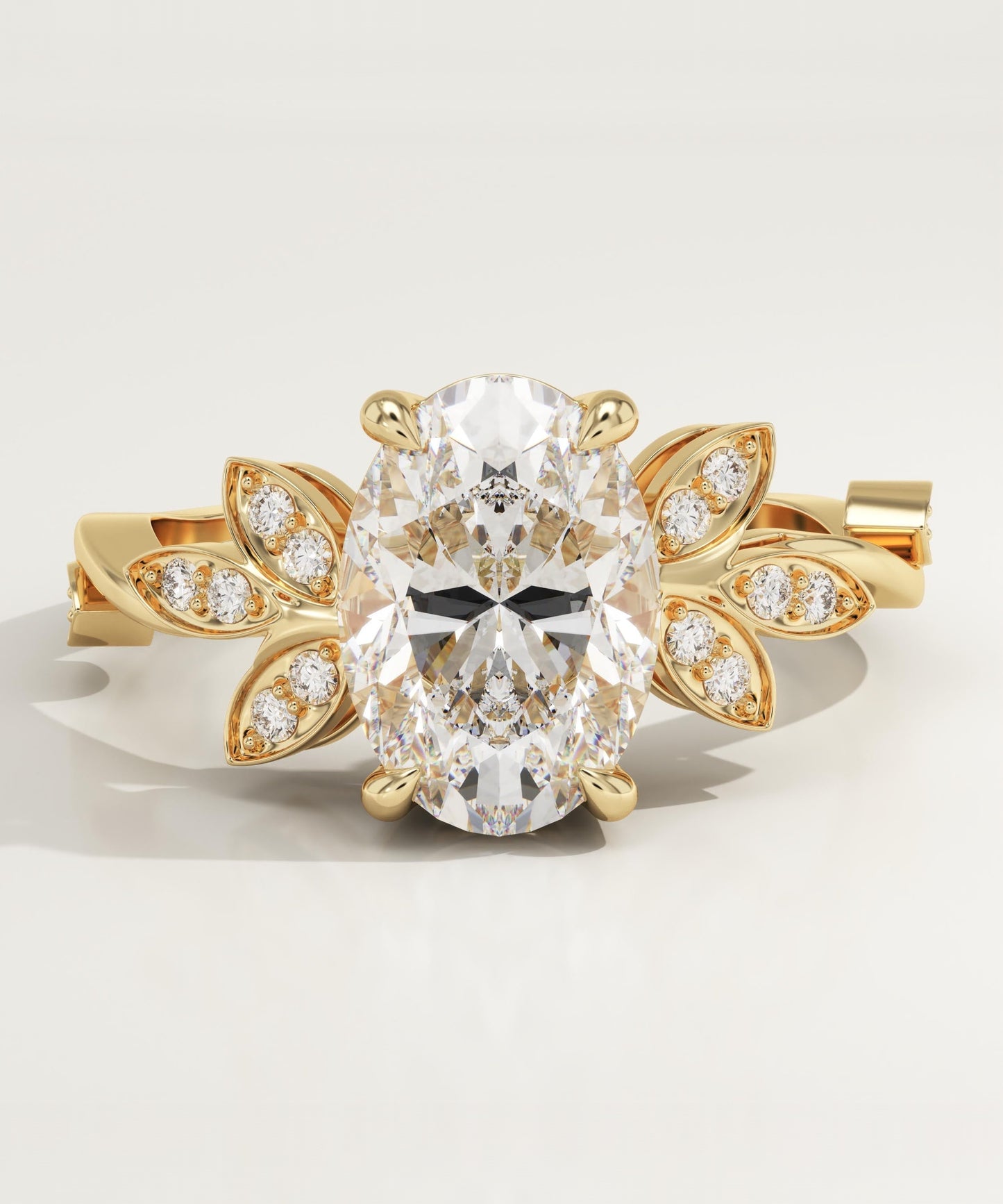 Oval Cut Nature Inspired Lab-Grown Diamond Engagement Ring