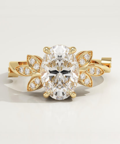 Oval Cut Nature Inspired Lab-Grown Diamond Engagement Ring