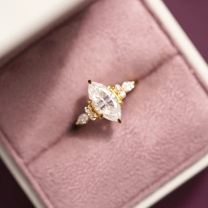 Marquise Cut Cluster Lab-Grown Diamond Engagement Ring