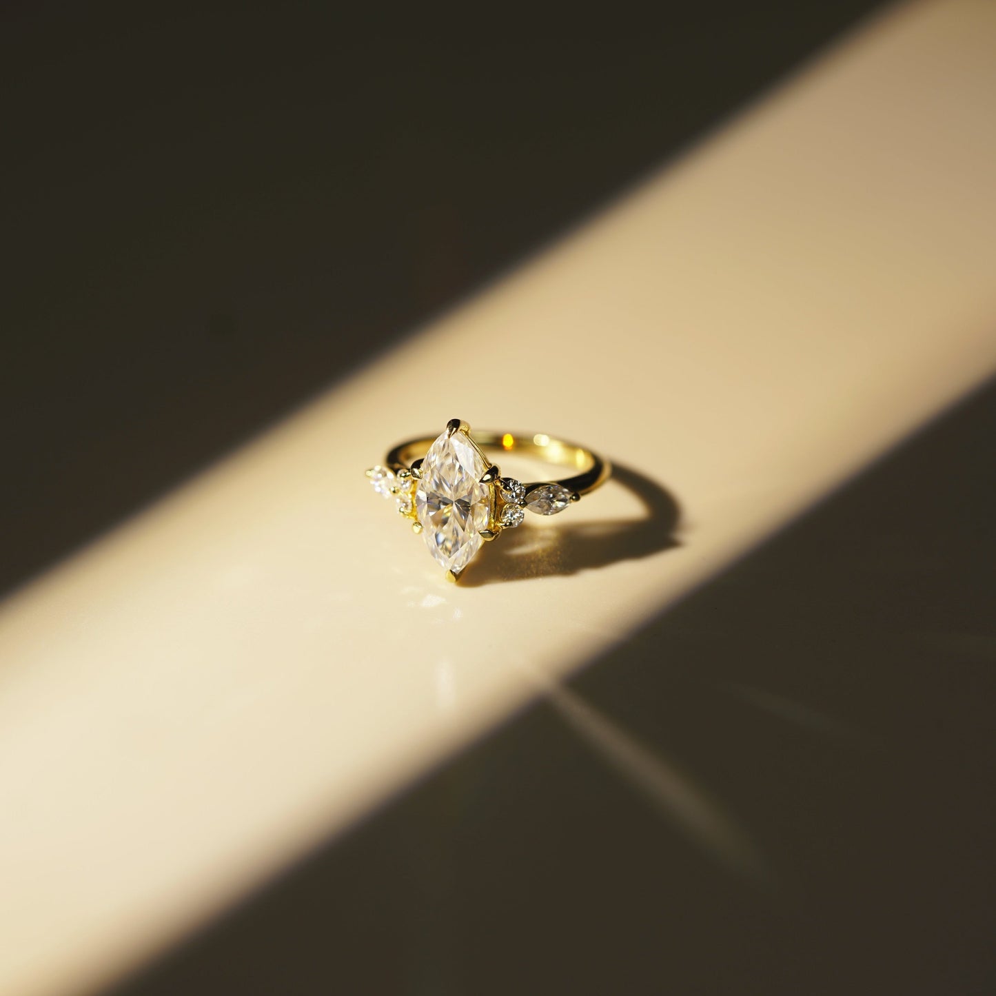 Marquise Cut Cluster Lab-Grown Diamond Engagement Ring