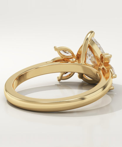 Pear Cut Cluster Lab-Grown Diamond Engagement Ring