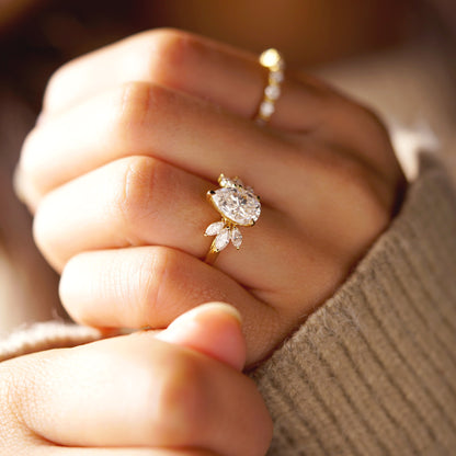 Pear Cut Cluster Lab-Grown Diamond Engagement Ring