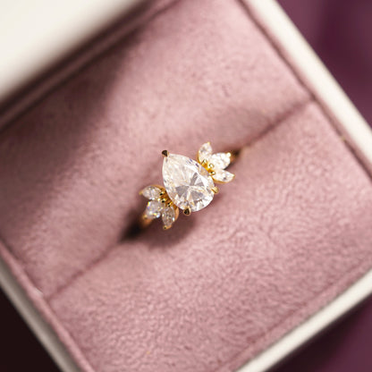 Pear Cut Cluster Lab-Grown Diamond Engagement Ring