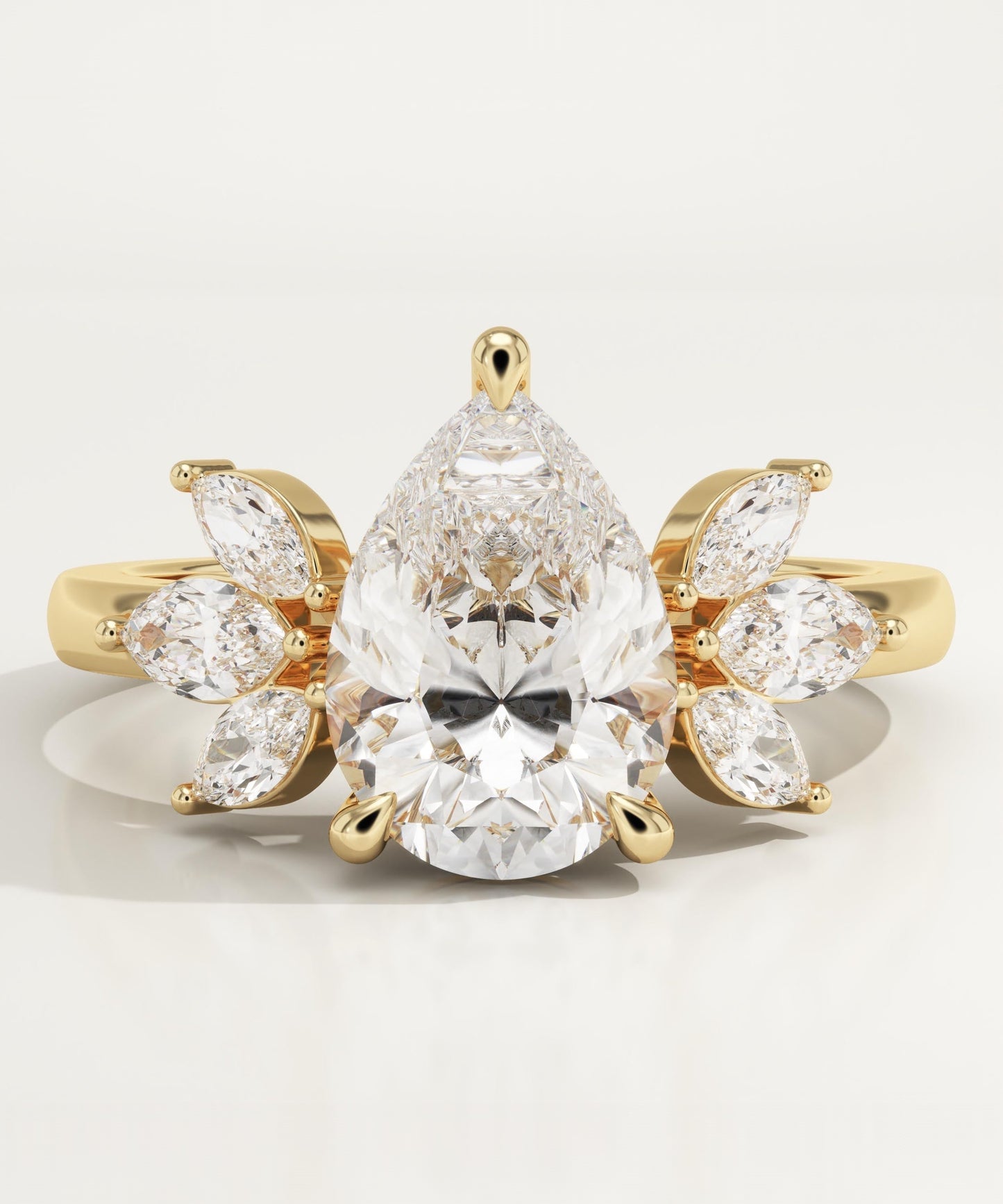 Pear Cut Cluster Lab-Grown Diamond Engagement Ring