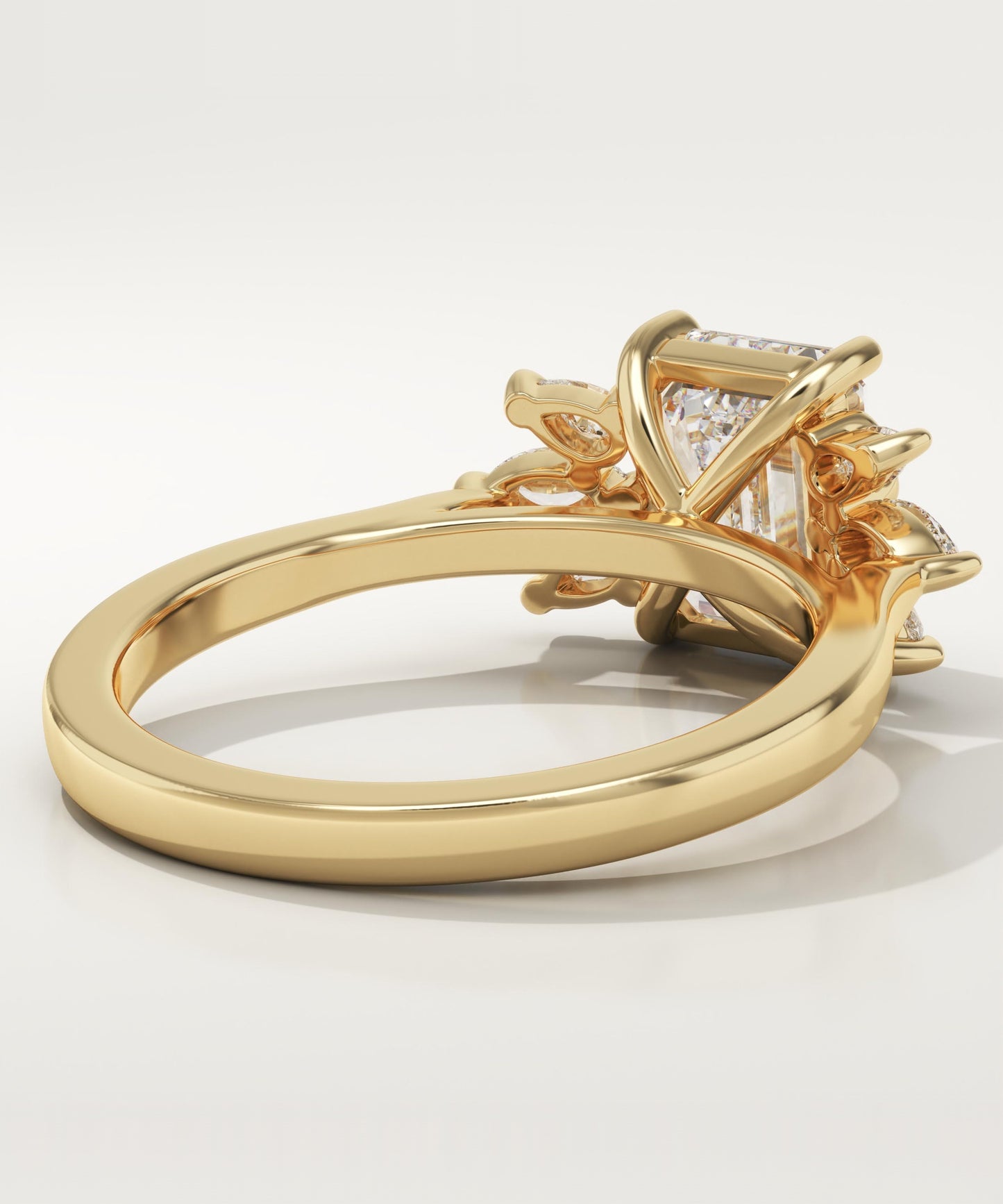Emerald Cut Cluster Lab-Grown Diamond Engagement Ring