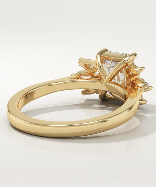 Emerald Cut Cluster Lab-Grown Diamond Engagement Ring