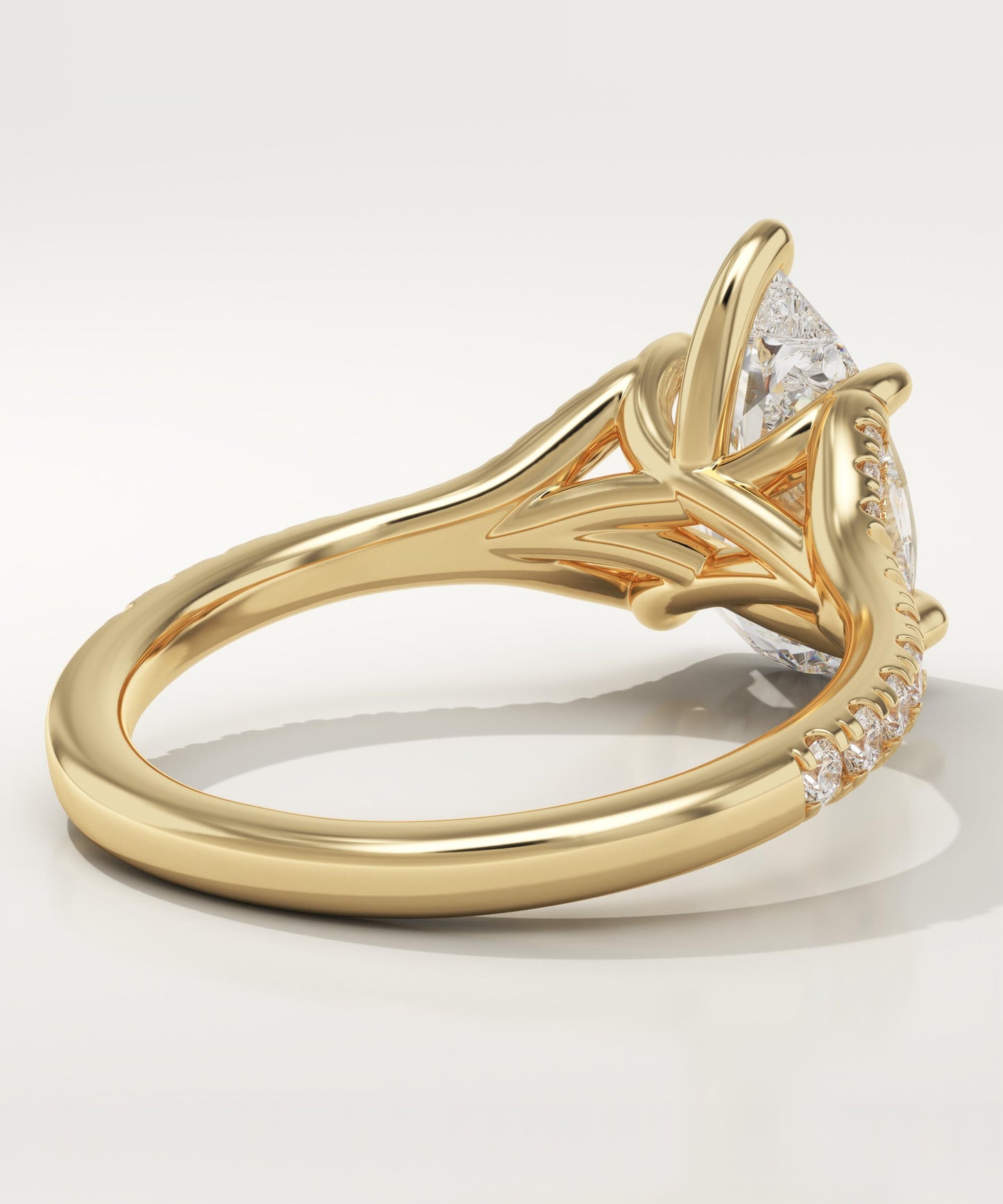 Pear Cut Pave Split Shank Lab-Grown Diamond Engagement Ring