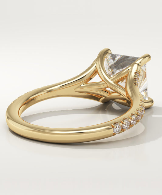 Princess Cut Pave Split Shank Lab-Grown Diamond Engagement Ring