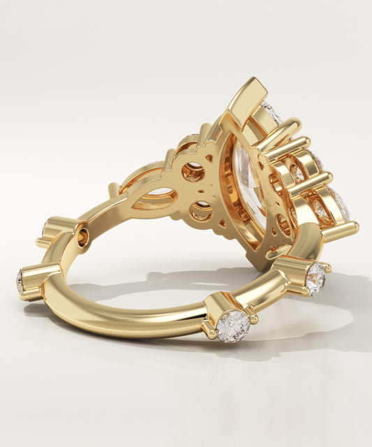 Marquise Cut Cluster Lab-Grown Diamond Engagement Ring