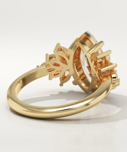 Marquise Cut Cluster Lab-Grown Diamond Engagement Ring