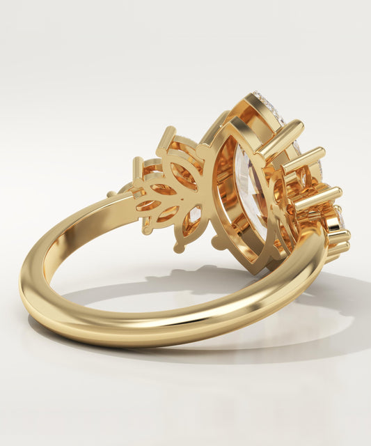 Marquise Cut Cluster Lab-Grown Diamond Engagement Ring