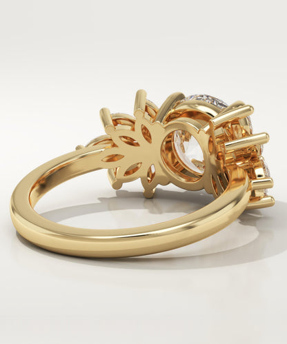 Round Cut Cluster Lab-Grown Diamond Engagement Ring