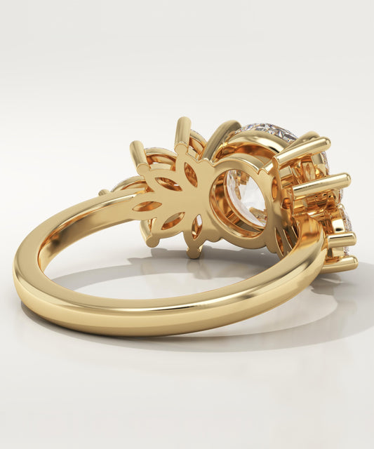 Round Cut Cluster Lab-Grown Diamond Engagement Ring