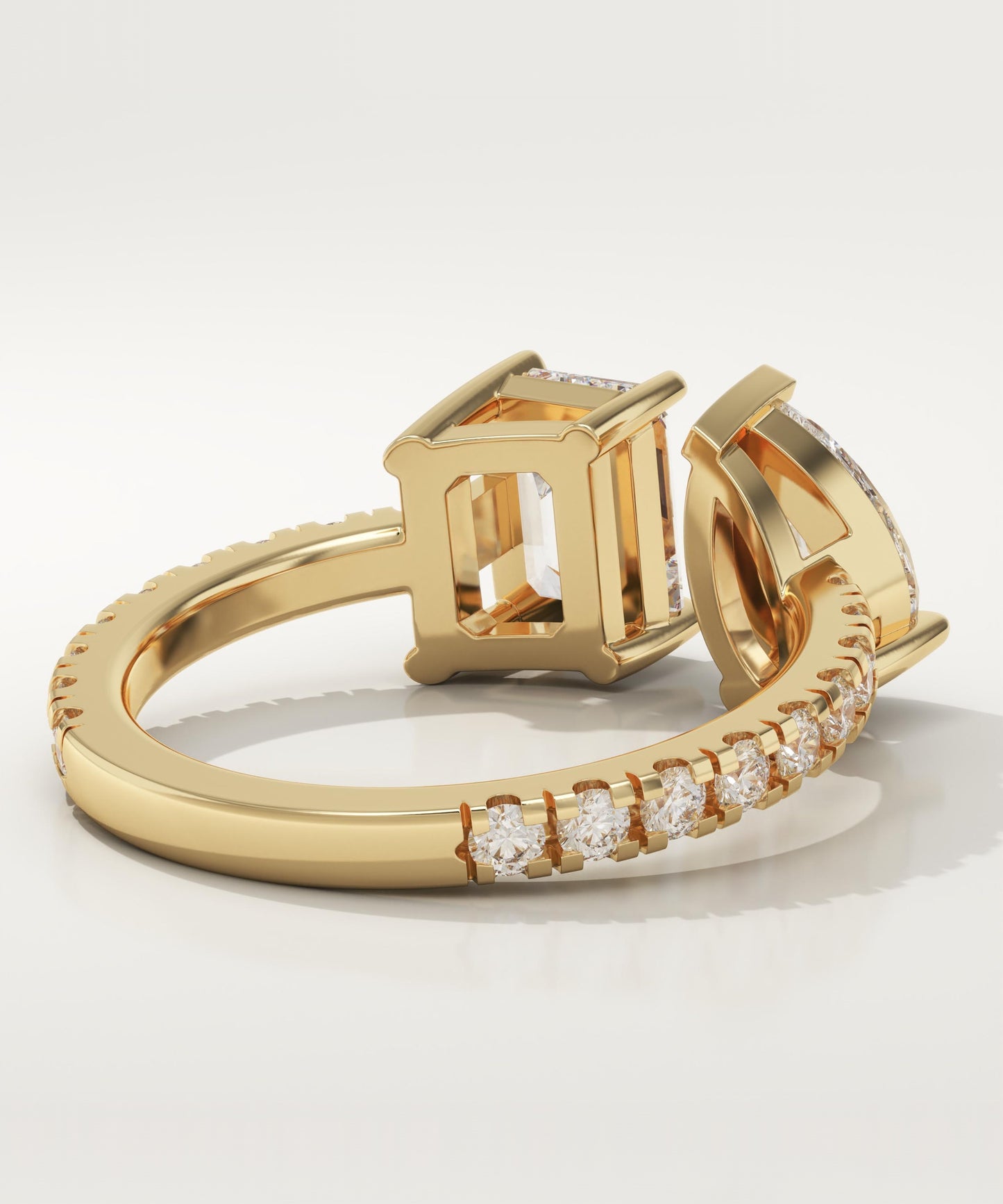 1.75 TCW Pear & Emerald Cut Toi Et Moi Pave Lab-Grown Diamond Engagement Ring