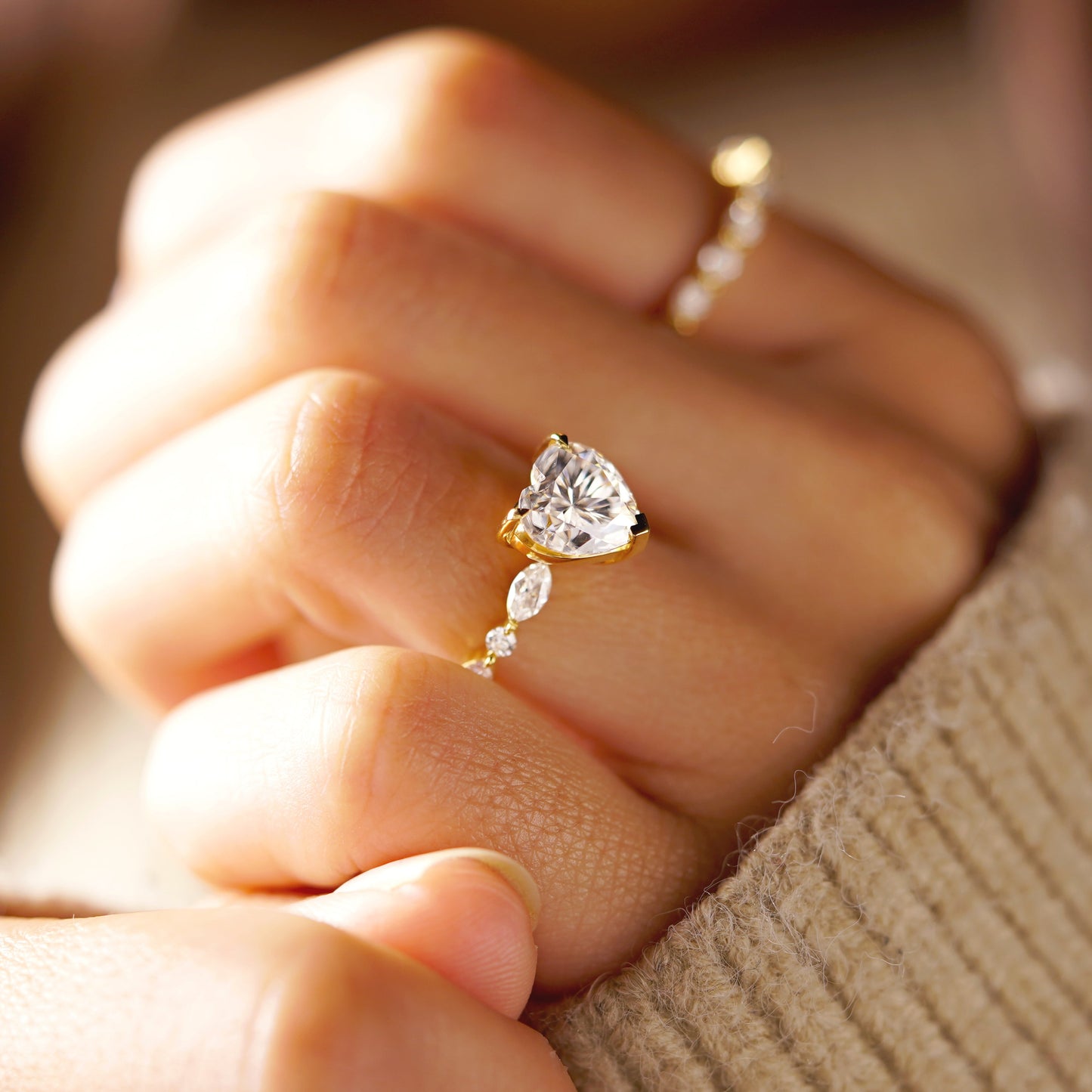 Heart Cut Pave Lab-Grown Diamond Engagement Ring