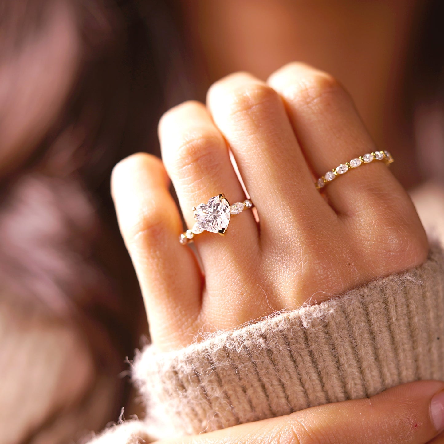 Heart Cut Pave Lab-Grown Diamond Engagement Ring