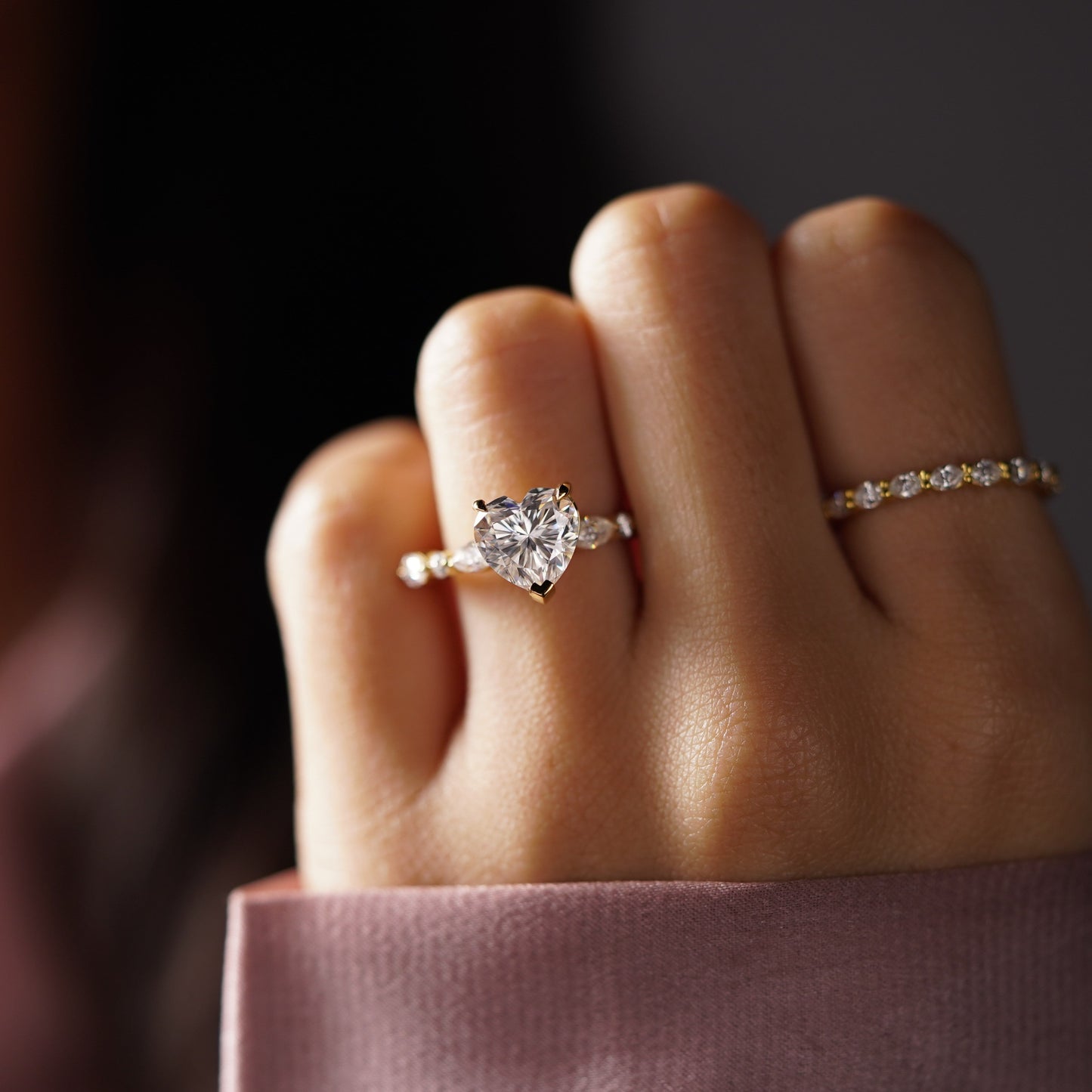 Heart Cut Pave Lab-Grown Diamond Engagement Ring