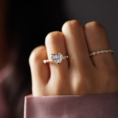 Heart Cut Pave Lab-Grown Diamond Engagement Ring