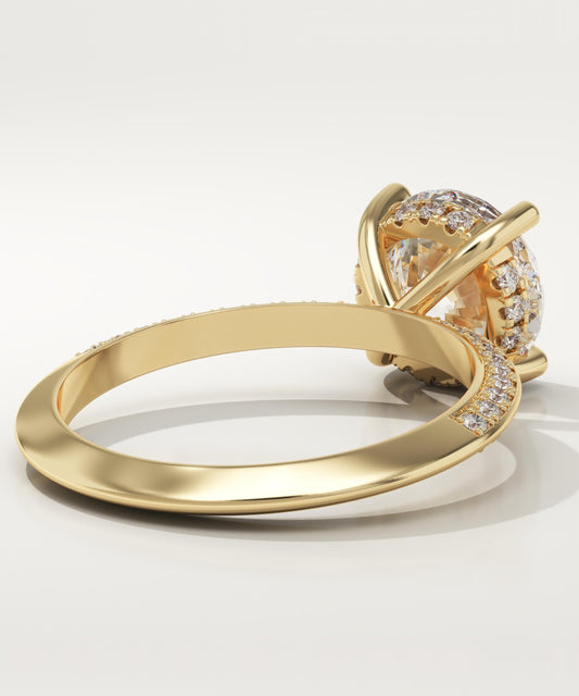 Round Cut Hidden Halo & Pave Lab-Grown Diamond Engagement Ring