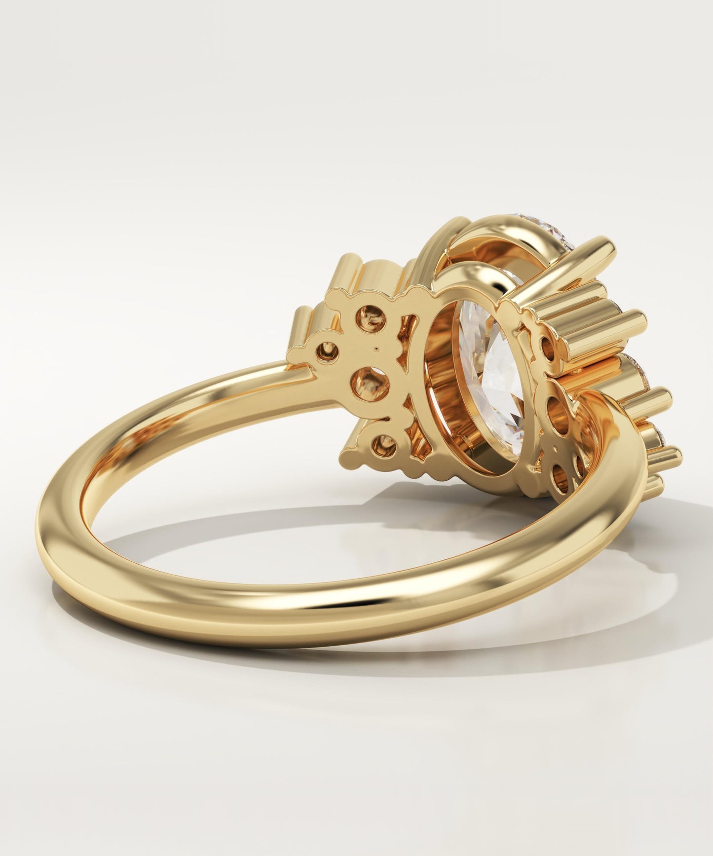 Oval Cut Cluster Lab-Grown Diamond Engagement Ring