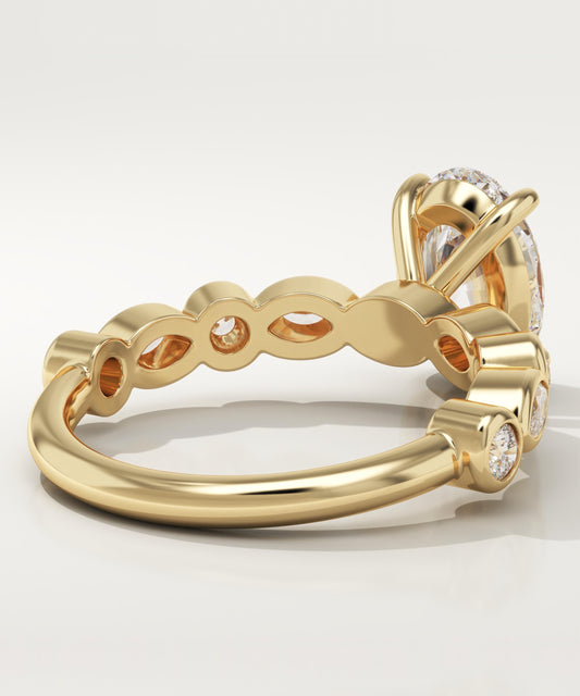 Oval Cut Pave Lab-Grown Diamond Engagement Ring