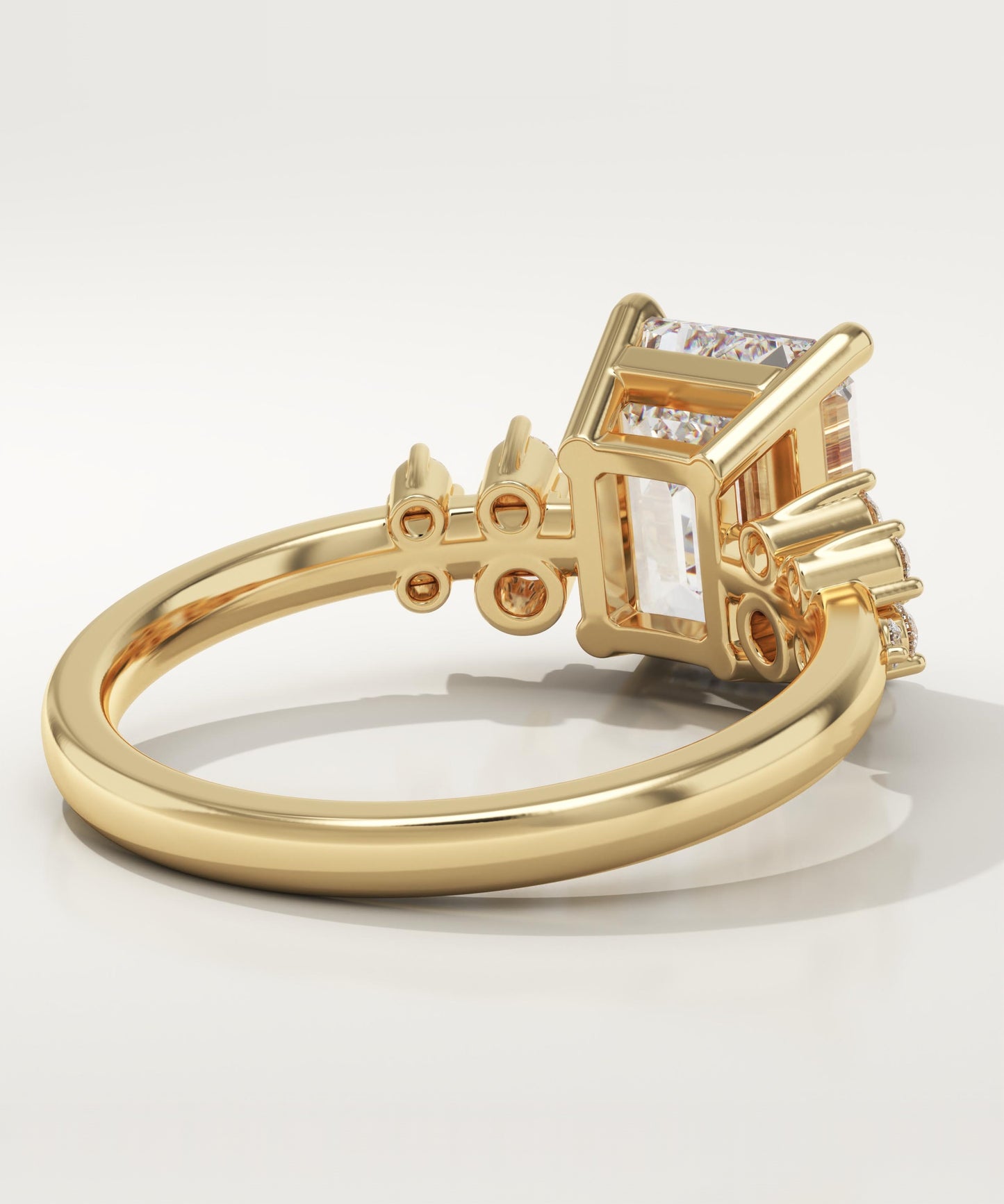 Emerald Cut Cluster Lab-Grown Diamond Engagement Ring
